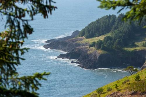 Beach;Blue;Bluff;Cliff;Forest;Green;Hill;Ocean;Oregon;Sea;Seascape;Shore;Shoreline;Tree;Trees;Waves;Wood;Woods